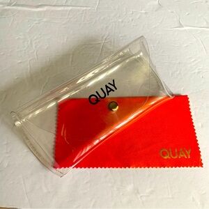 Quay Australia Transparent Sunglasses Case with Orange and Gold Cloth